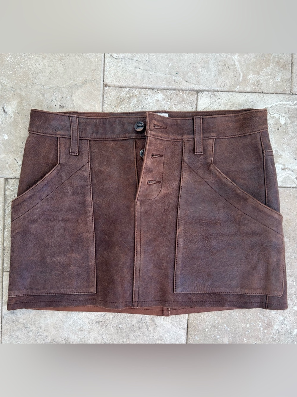 Women's Joie Brown Leather Mini Skirt